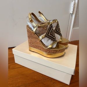 Ralph Lauren Gold Metallic Wedges